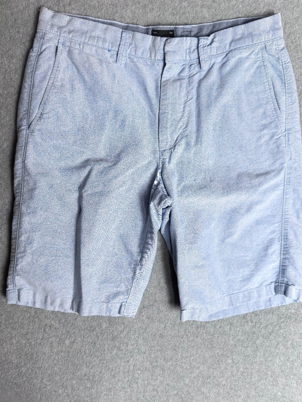 J.Crew Mens Sz 29 10.5" Chambray Cotton Shorts Blue Flat Front Chino Casual